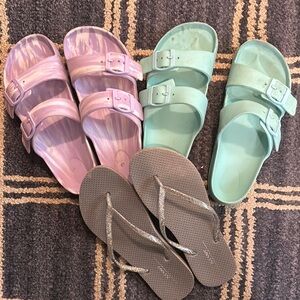 Set of Three Sandals - Purple, Mint, and Silver